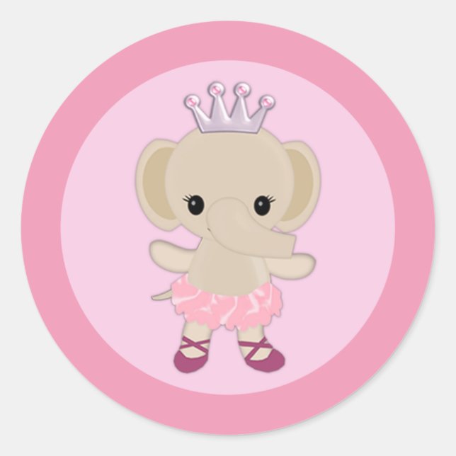 Sticker Rond Ephant de la FILLE Tu Tu Cute Baby shower TTC #10 (Devant)