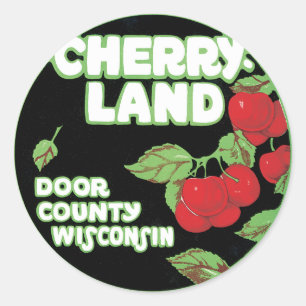 Sticker Rond Éphémères vintage, Cherryland Door County Wisconsi