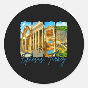 Sticker Rond Ephèse Turquie Voyage Voyage Coup de pinceau Renco