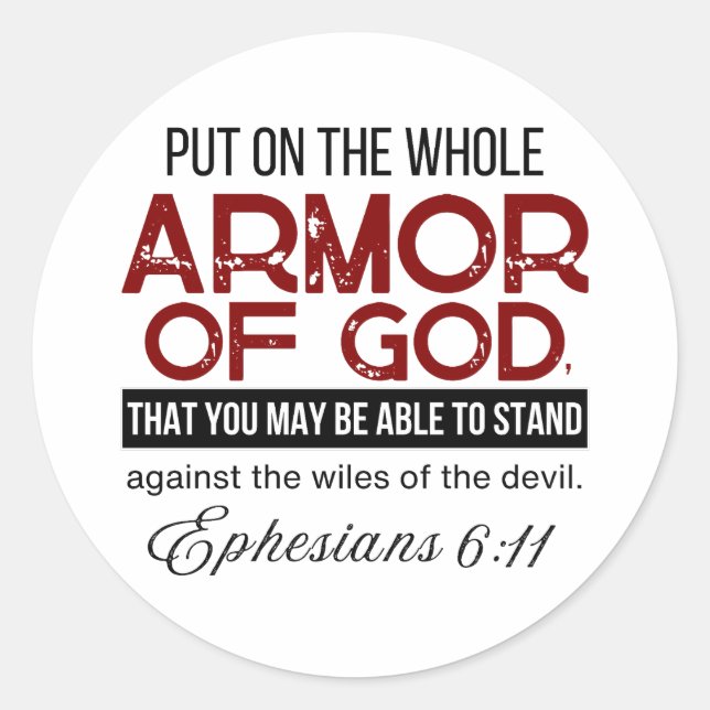 Sticker Rond  Ephesians 6:11 Put on the Whole Armor of God (Devant)