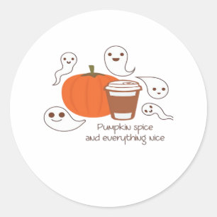Sticker Rond Épice citrouille Et Tout Nice Sloth Halloween