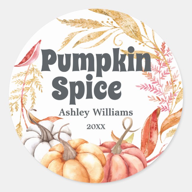 Sticker Rond Épice de citrouille d'automne blanche (Devant)