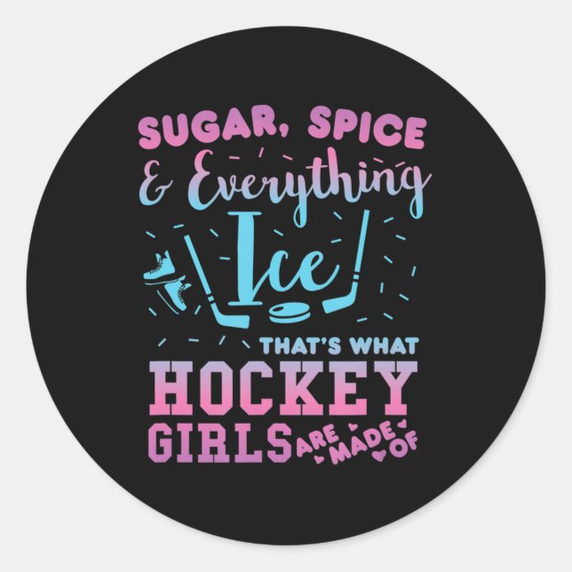 Sticker Rond Épice De Sucre Et Tout Joueuse De Hockey Sur Glace (Devant)