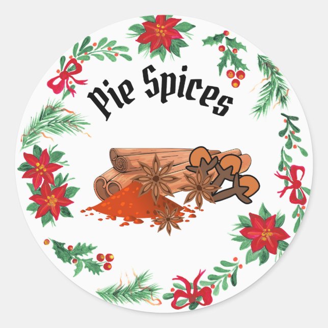 Sticker Rond Épices à tarte de Noël (Devant)