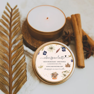 Sticker Rond Épices Chai d'Automne   Bougie artisanale fait mai
