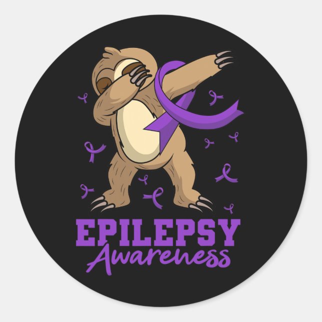 Sticker Rond Epilepsie Connaissance Sloth Dabbing Epileptiques (Devant)