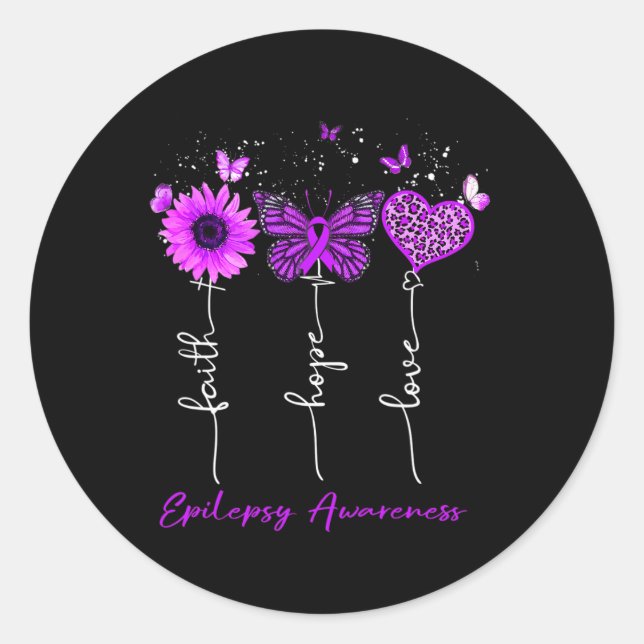 Sticker Rond Epilepsie Conscience foi Espoir Amour Leopard Sunf (Devant)