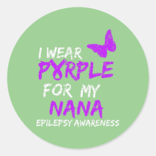 Sticker Rond Epilepsie Je Porte Du Purple Pour Mon Nana Ribbon 