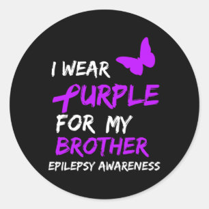 Sticker Rond Epilepsie Je Porte Du Violet Pour Mon Frère Ruban