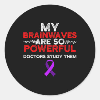 Sticker Rond Epilepsie Sensibilisation Cerveau Vagues Epileptiq