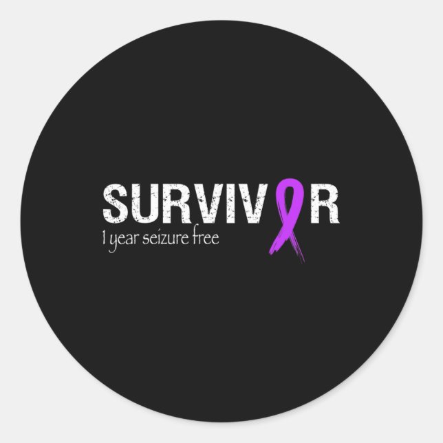 Sticker Rond Epilepsy Awareness Month We Wear Purple Ribbon Sup (Devant)