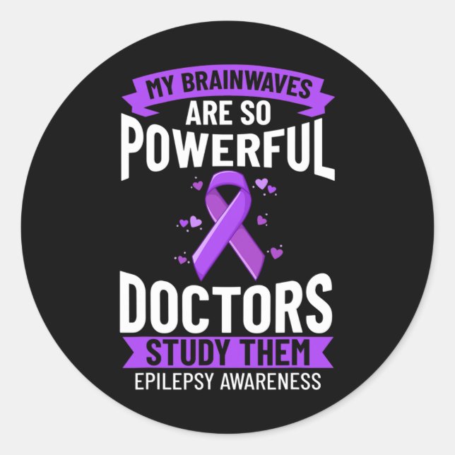 Sticker Rond Epilepsy Awareness Purple Ribbon Bracelet Warrior  (Devant)