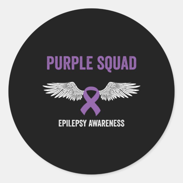 Sticker Rond Epilepsy Awareness Purple Ribbon - Epilepsy Awaren (Devant)