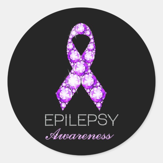 Sticker Rond Epilepsy Awareness Purple Ribbon Epilepsy Awarenes (Devant)