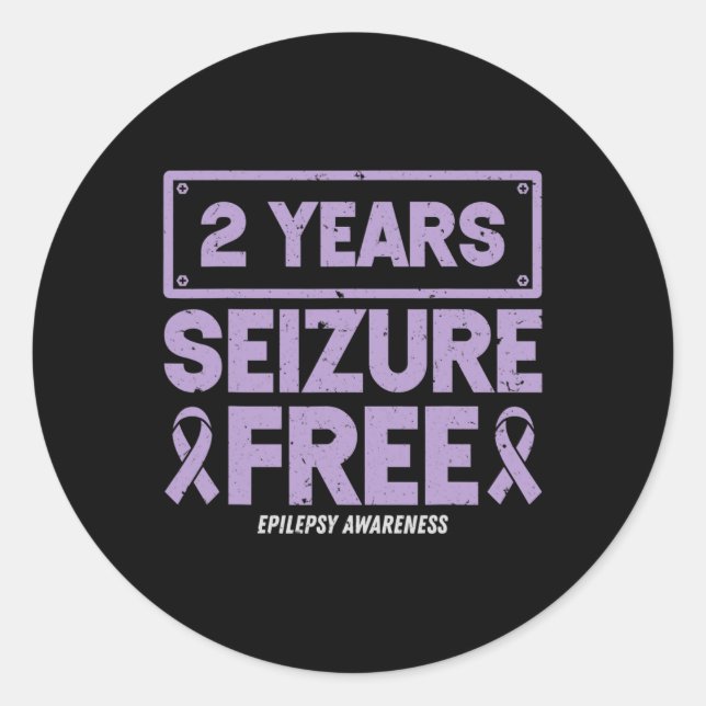 Sticker Rond Epilepsy Awareness Ribbon 2 Years Seizure Free  (Devant)