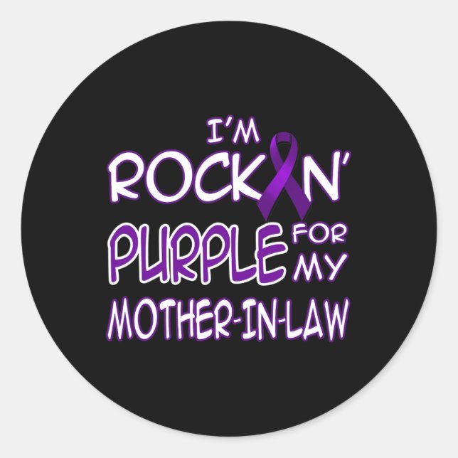 Sticker Rond Epilepsy Awareness Rockin' Purple Ribbon For Mothe (Devant)