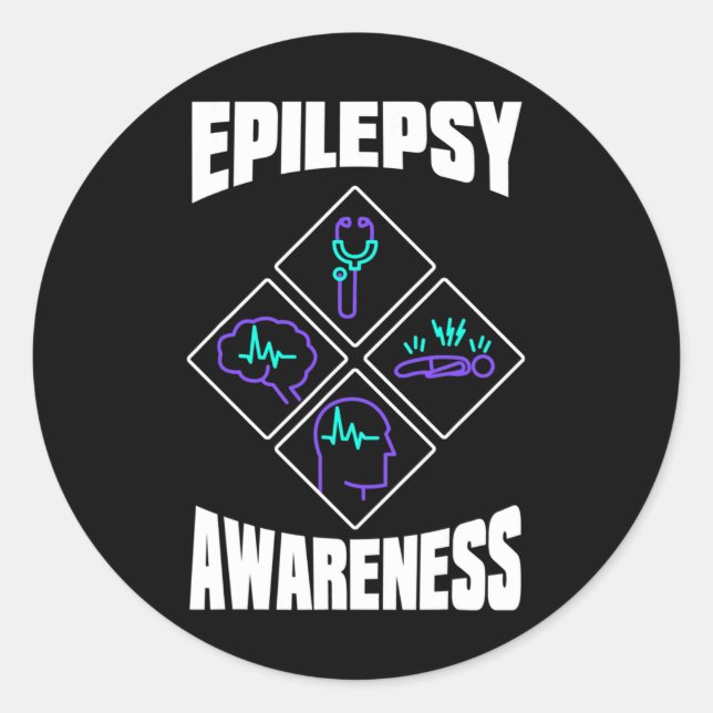 Sticker Rond Epilepsy Awareness Specialize Epileptic Warrior Su (Devant)