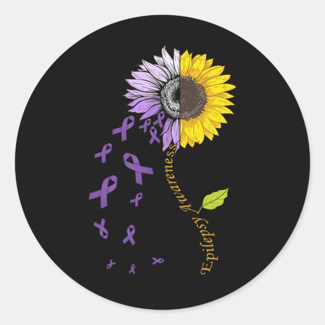 Sticker Rond Epilepsy Awareness Sunflower  (Devant)
