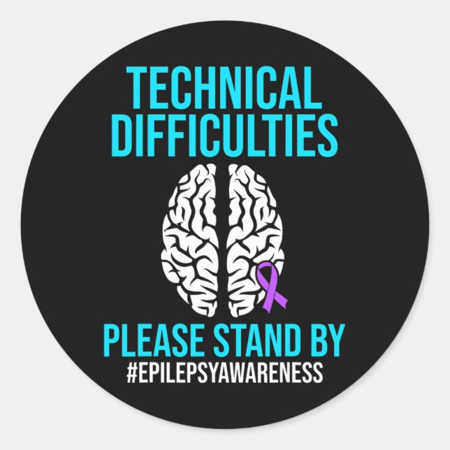 Sticker Rond Epilepsy Awareness Technical Epileptic Warrior Sur (Devant)