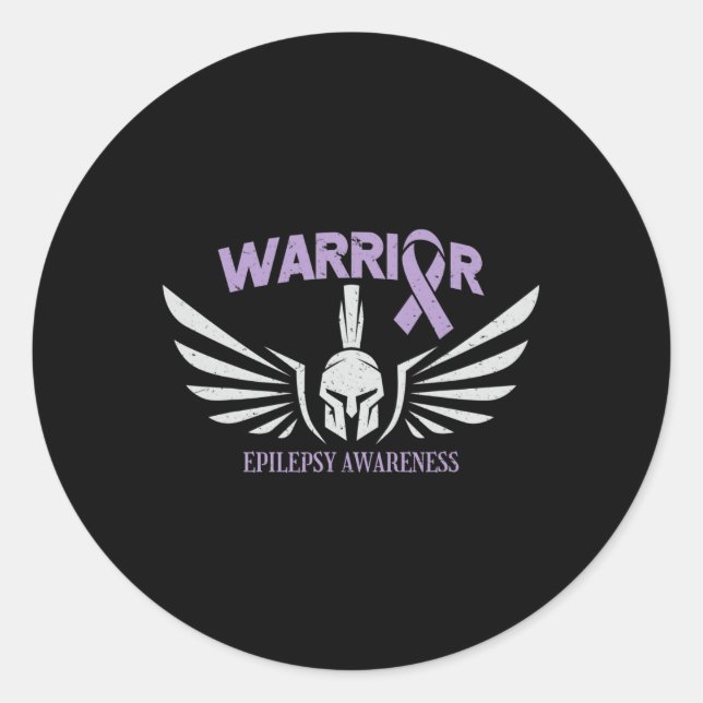 Sticker Rond Epilepsy Awareness Warrior Ribbon  (Devant)