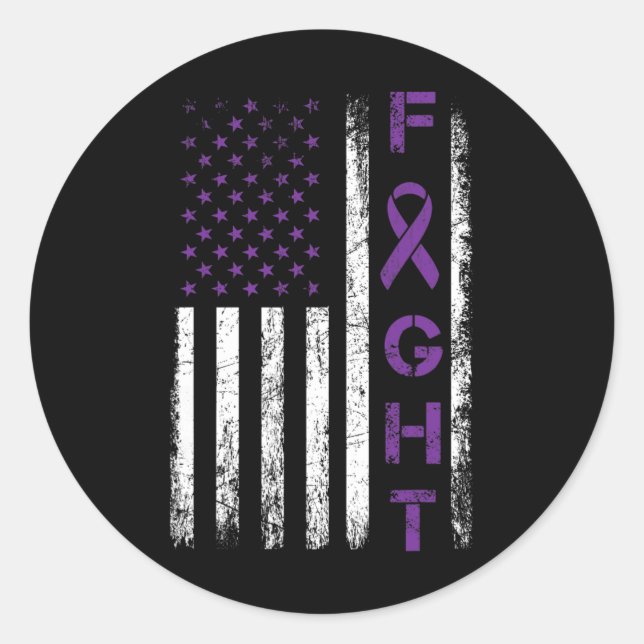 Sticker Rond Epilepsy Fighter USA Drapeau - Fight Epilepsy Awar (Devant)