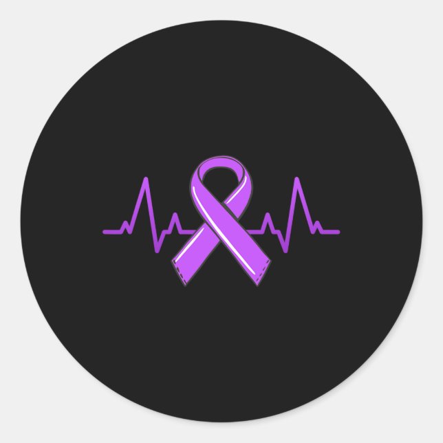 Sticker Rond Epilepsy Heartbeat Tea Moms Purple Ribbon Awarenes (Devant)