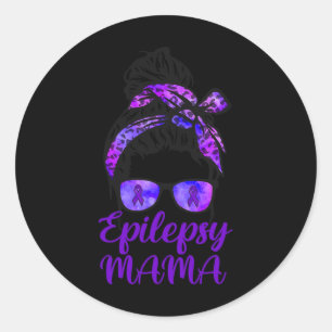 Sticker Rond Epilepsy Mama Chignon Mécheux Bandeau Violet R