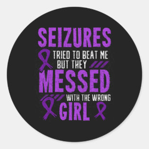 Sticker Rond Epilepsy Seizure Neurological Disorder Purple Ribb