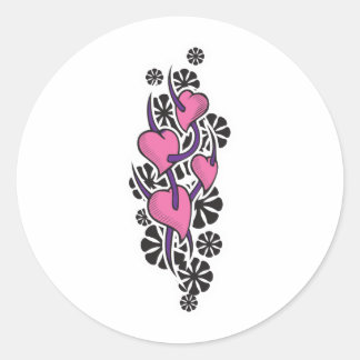 Sticker Rond Épines et Coeurs Conception de tatouage