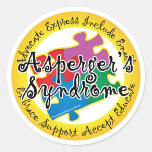 Sticker Rond Épingle du casse-tête du syndrome d'Asperger
