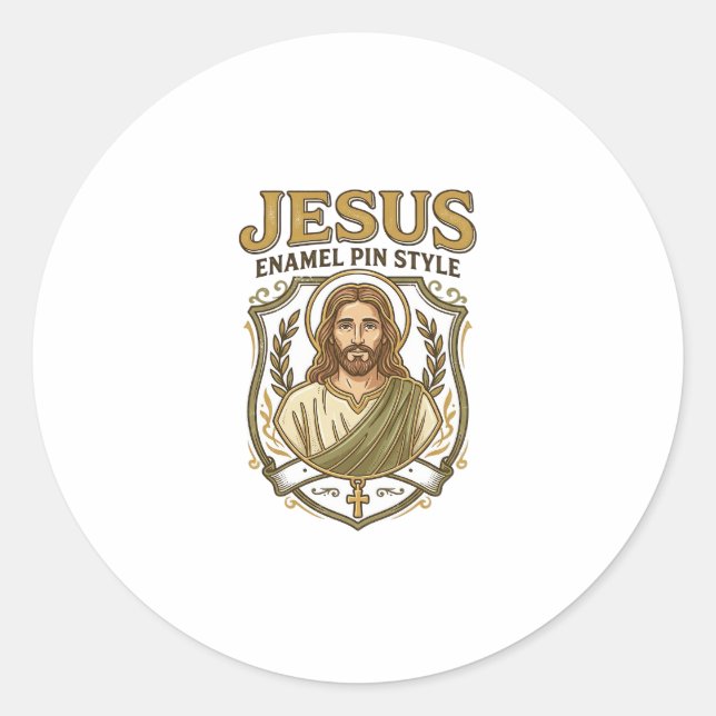 Sticker Rond Épinglette en émail Jésus Style Épinglette en émai (Devant)
