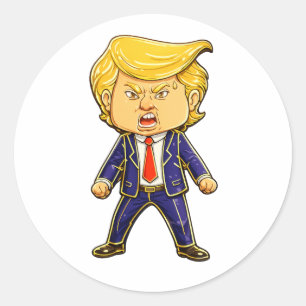 Sticker Rond Épinglette Memes Trump Heureux Art Pop Trump Colér