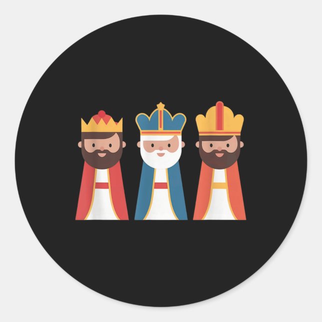 Sticker Rond Epiphanie Feliz Dia De Reyes Trois Sages Hommes He (Devant)