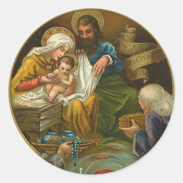 Sticker Rond Epiphanie religieuse Jésus-Marie Joseph Noël (Devant)