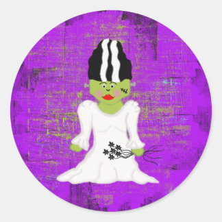 Sticker Rond Épouse Des Phoques D'Enveloppe Halloween Frankenst
