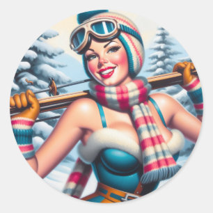 Sticker Rond Épouse d'hiver fille