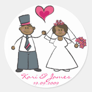 Sticker Rond Épouse et chambre mignonne Couple M & Mme Mariage 