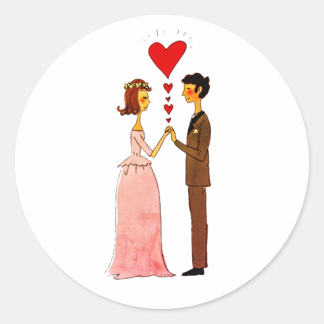 Sticker Rond Épouse et  fantasque en Mariage d'amour (Devant)