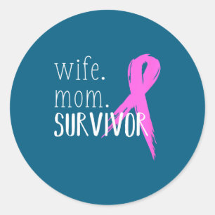Sticker Rond Épouse maman survivante design cadeau pour le canc