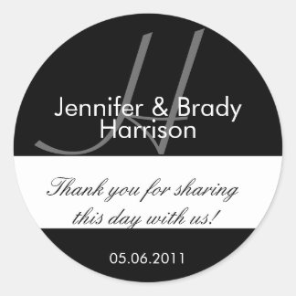 Sticker Rond Épouse mariage et champignon Monogram H Favoriser