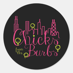 Sticker Rond Époux des bâtons Burbs Black BG