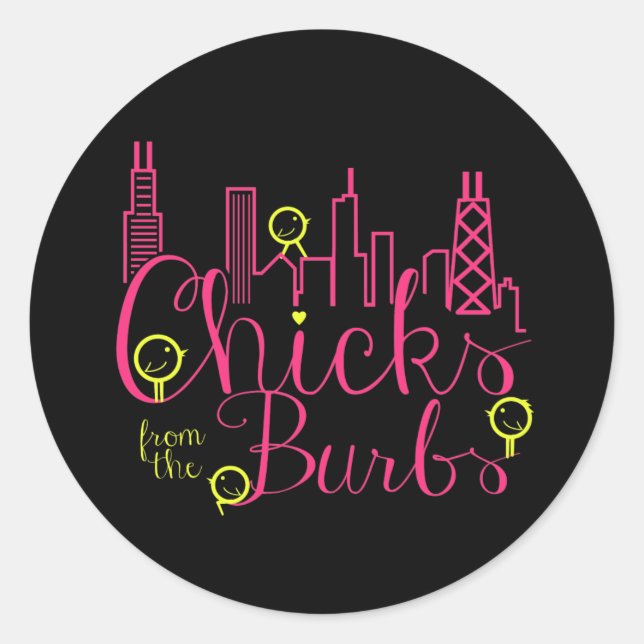 Sticker Rond Époux des bâtons Burbs Black BG (Devant)