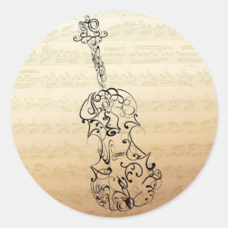 Sticker Rond Épreuve de violon sur le manuscrit Bach