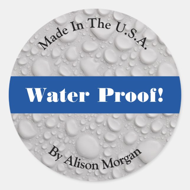 Sticker Rond Epreuve d'eau, do-it-yourself 3 lignes de texte et (Devant)