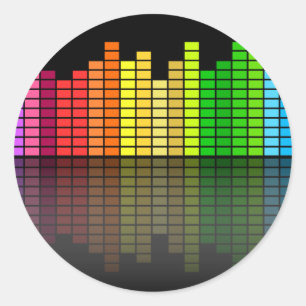 Sticker Rond Equaliseur de musique coloré avec Réflexion, Techn
