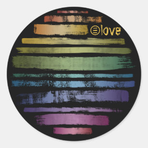 Sticker Rond Equality Love Rainbow Brush Strokes LGBTQ ID656