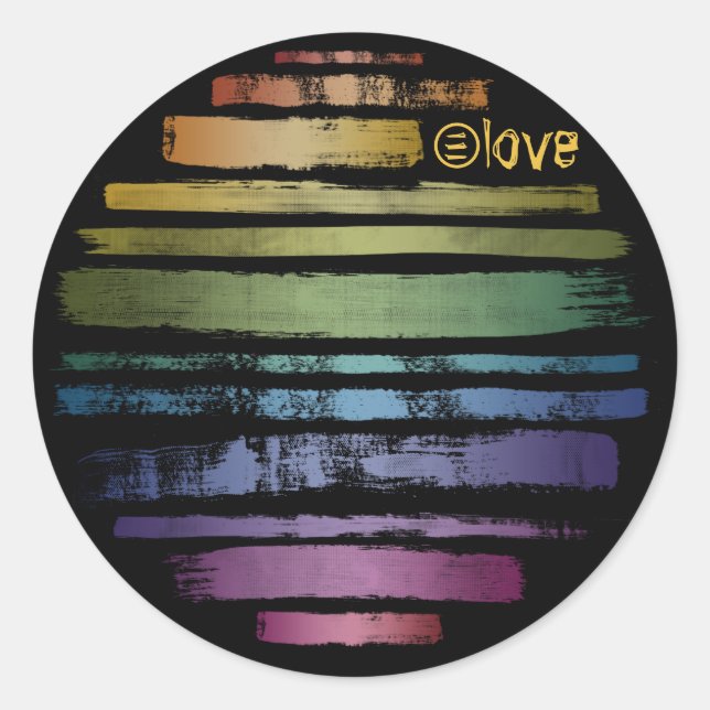 Sticker Rond Equality Love Rainbow Brush Strokes LGBTQ ID656 (Devant)
