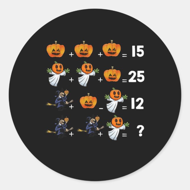 Sticker Rond Équations mathématiques d'Halloween pour les profe (Devant)