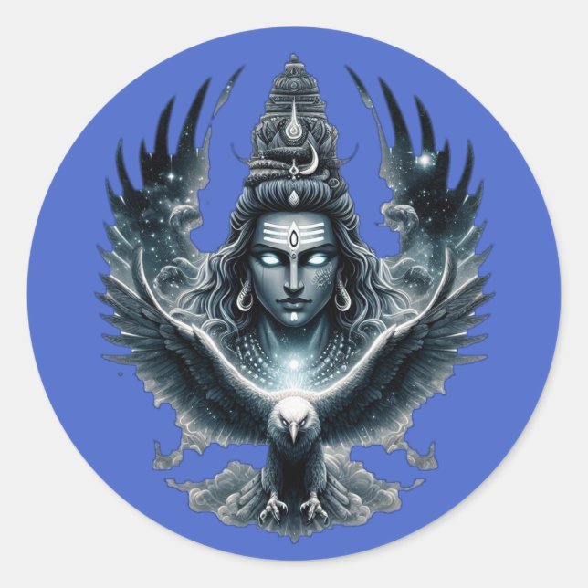 Sticker Rond Équilibre Cosmique : Shiva & la Crypte de l'Aigle (Devant)