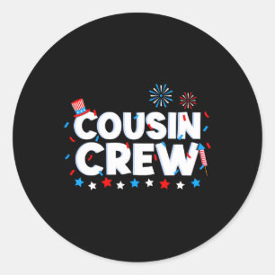 Sticker Rond Équipage 4 juillet Patriotic American Family Match